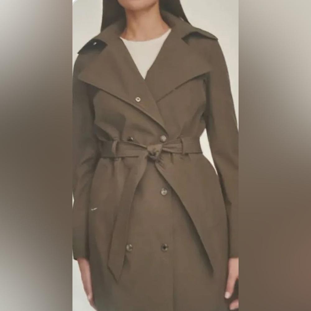 Calvin Klein Ladies' GREEN Medium Trench Coat New with tags - Picture 2 of 8